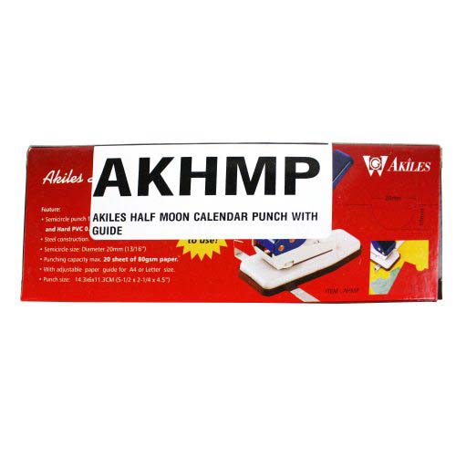 Akiles Half Moon Calendar Punch - in Box AKHMP